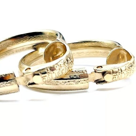 Vintage L H Segal CALIFORNIA Gold Tone Textured Band Hoop Clip-on Earrings - Picture 3 of 6